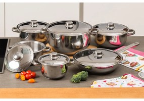 Set oale inox cu capac inox 4Home Destiny, 12 piese