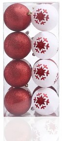 Set globuri roșu și alb de Crăciun din plastic 16 buc.