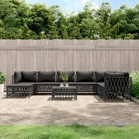 3186915 vidaXL Set mobilier de grădină cu perne, 9 piese, antracit, oțel