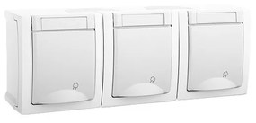 Priza tripla cu impamantare IP54 Pacific Panasonic, PT, alb