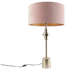 Lampă de masă Art Deco cu abajur din catifea aurie roz 50 cm - Diverso