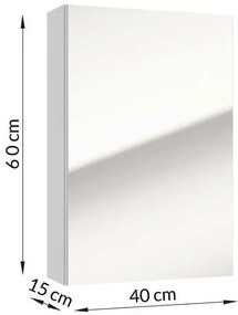 Dulap de baie suspendat cu oglinda SOUL 40x60 cm, alb