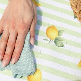 Goldea față de masă teflonată - dungi verzi cu lămâi 100 x 100 cm