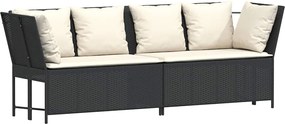 vidaXL Canapea de grădină cu perne, negru, poliratan