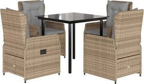 vidaXL Set mobilier de grădină cu perne, 5 piese, bej, poliratan