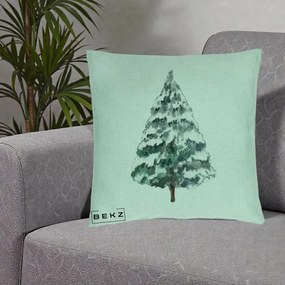 Perna Decorativa cu tematica de Craciun, Brad 2, 40x40 cm, Verde Menta, Husa Detasabila, Perna Inclusa, BEKZ®