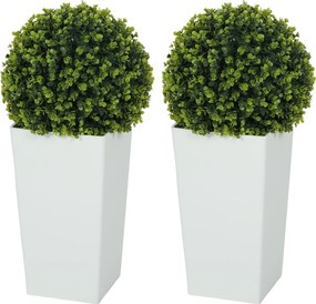 HOMCOM Set 2 bile artificiale eucalipt 65 cm plantă artificială cu protecție UV, 330 frunze în ghiveci, verde | Aosom Romania