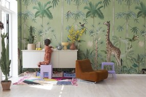 Fototapet, Giraffe's Stroll, Emerald, Rebel Walls