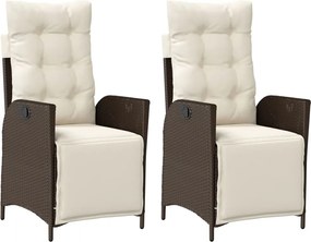 vidaXL Scaun de grădină rabatabil cu suport picioare,2 buc., poliratan