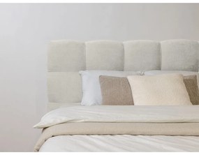 Pat matrimonial gri deschis tapițat cu somieră 180x200 cm Kumo – Bobochic Paris