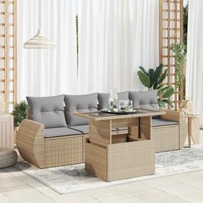 vidaXL Set canapele de grădină cu perne, 5 piese, bej, poliratan