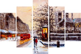 Tablou - Pictură oraș iarna (150x105 cm)