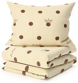 Lenjerie de pat din bumbac CROWN LOVE FOR bej Dimensiune lenjerie de pat: 70 x 90 cm | 140 x 200 cm