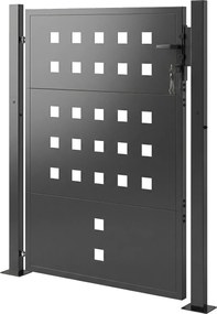 Outsunny Poartă din oțel galvanizat Poartă metalică cu mâner încuietoare 3 chei închidere Poartă 105x130 cm Gri închis | Aosom Romania