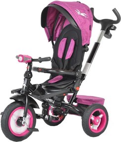 Tricicleta cu copertina detasabila NOVOKIDS™ Jockey Trike , Cu far luminos si melodii, Roti gonflabile din cauciuc, Rotire 360 grade , Cadru metalic,
