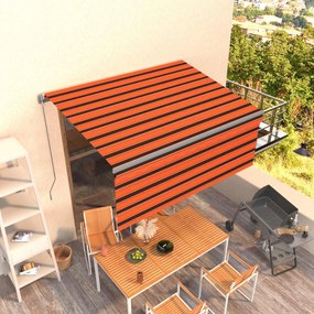 vidaXL Copertină retractabilă manual cu stor portocaliu&amp;maro 3,5x2,5 m