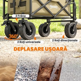 Outsunny Cărucior de Exterior Pliabil, Rezistent pentru Camping, cu Ușă în Spate Deschidere și Maner Telescopic | Aosom Romania