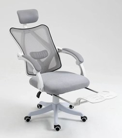 RESIGILAT- Scaun ergonomic, reglabil, tetiera, spatar Mesh, Gri/Alb
