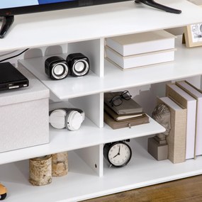 Comoda HOMCOM pentru TV de 32"-55" cu rafturi deschise din MDF pentru living si dormitor, 120x40x60cm, Alb | Aosom RO