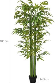 HOMCOM Plantă Artificială de Bambus, 180 cm, Realistă, cu Ghiveci Decorativ pentru Living și Dormitor, Verde | Aosom Romania