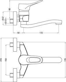 Vero Baterie pentru chiuvetă, montare pe perete Finisaj: Crom BOW_050M