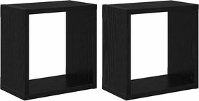 vidaXL Șemele de perete cu raft Pe perete Stejar Negru Lemn compozit