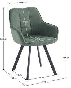 Scaun de design, Velvet verde negru, PETIN