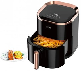 Friteuza cu aer cald AirFryer Rosberg R51980Z, 1200W, 3.5 L, 7 programe, Timer, Negru/Auriu