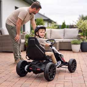HOMCOM Go-Kart Electric Pentru Copii 3-8 Ani, 3-5 Km/h, Alb | Aosom Romania