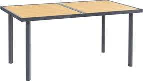 Outsunny Masă de luat masa pentru grădină pentru 6 persoane, masă de grădină cu blat din oțel cu aspect de lemn, 150 x 90 x 72 cm, lemn natural | Aosom Romania