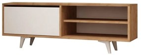 Comodă TV cu detalii cu aspect de lemn de stejar Mod Design Maku, alb