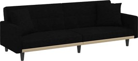 vidaXL Canapea extensibilă cu perne, negru, material textil