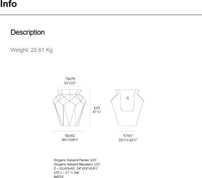 Ghiveci plante design decorativ modern exterior/interior ORIGAMI HANAMI 92x92x120cm