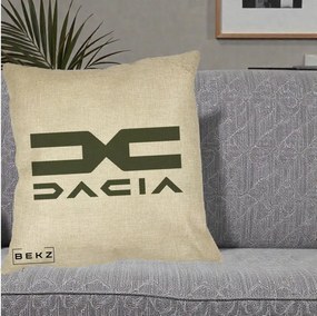 Perna Personalizata cu emblema Dacia, 40x40 cm, Crem, Husa Detasabila, Perna Inclusa, BEKZ®
