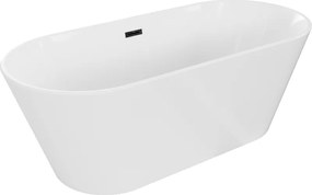 Mexen Flavia cadă freestanding 170 x 75 cm, albă, preaplin negru - 54031708000-70