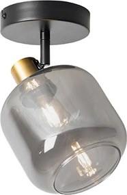 Spotlight de tavan de design negru cu auriu și sticlă fumurie - Zuzanna