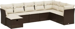 vidaXL Set canapele de grădină cu perne, 8 piese, maro, poliratan