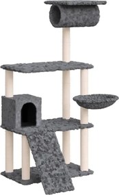 vidaXL Ansamblu de pisici, stâlpi din funie sisal, gri închis, 131 cm