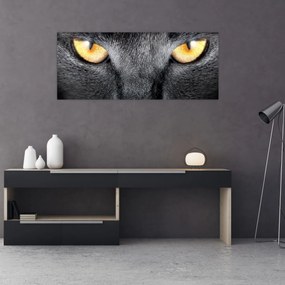 Tablou - Close up portret de o pisică (120x50 cm)