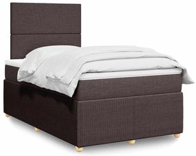vidaXL Pat box spring cu saltea, maro închis, 120x190 cm, textil