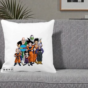 Perna Personalizata Dragon Ball Z Grup Complet, 40x40 cm, Alba Mata, Husa Detasabila, Perna Inclusa, BEKZ®