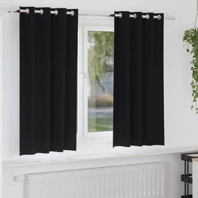 vidaXL Perdele cu perdele 2 pcs Negru 175 x 140 cm Poliester
