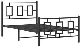 374254 vidaXL Cadru pat metalic cu tăblii de cap/picioare, negru, 100x200 cm