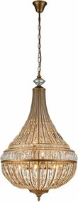 Candelabru din metal, auriu, în stil Empire, cu cristale din sticlă și 8 becuri, 105 x 58 cm, „Colosseo”