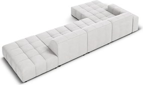 Coltar stanga 5 locuri, Jennifer-51, Micadoni Home, 341x166x70 cm, catifea, argintiu