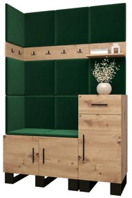Set mobilier pentru hol Amanda 10 (Stejar artisan + verde). 1085944