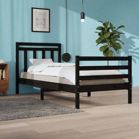 3105309 vidaXL Cadru de pat, negru, 100x200 cm, lemn masiv
