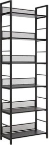 Etajera RAW R6, negru, PAL laminat/metal, 60x28x187 cm