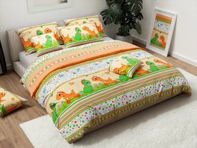 Lenjerie de pat din bumbac pentru copii DINO colorata