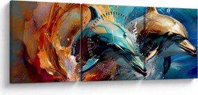 Tablou - Pictură de delfin (cu ceas) (90x30 cm)